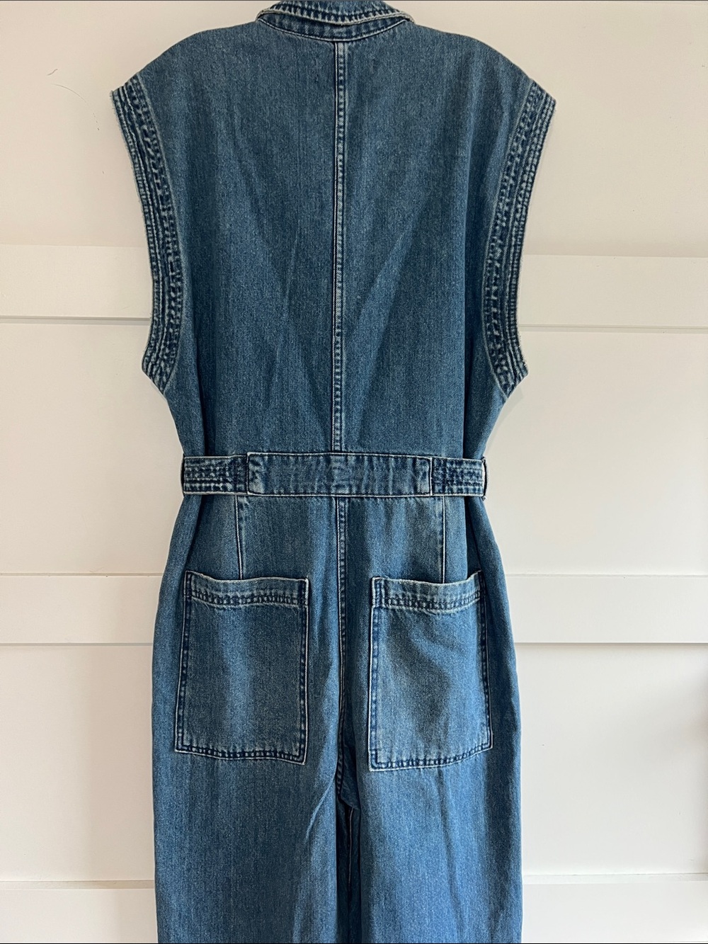 We The Free Women's Sleeveless Denim Jumpsuit in Blue - Picture 5 of 7